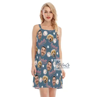 Funny Baseball Custom Face Hawaiian Cami Dress