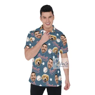 Custom Baseball Hawaiian Polo Shirt With Multiple Faces