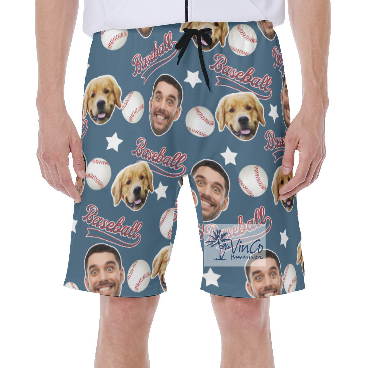 Baseball Lover Custom Face Hawaiian Swim Trunks For Men - variant image 1