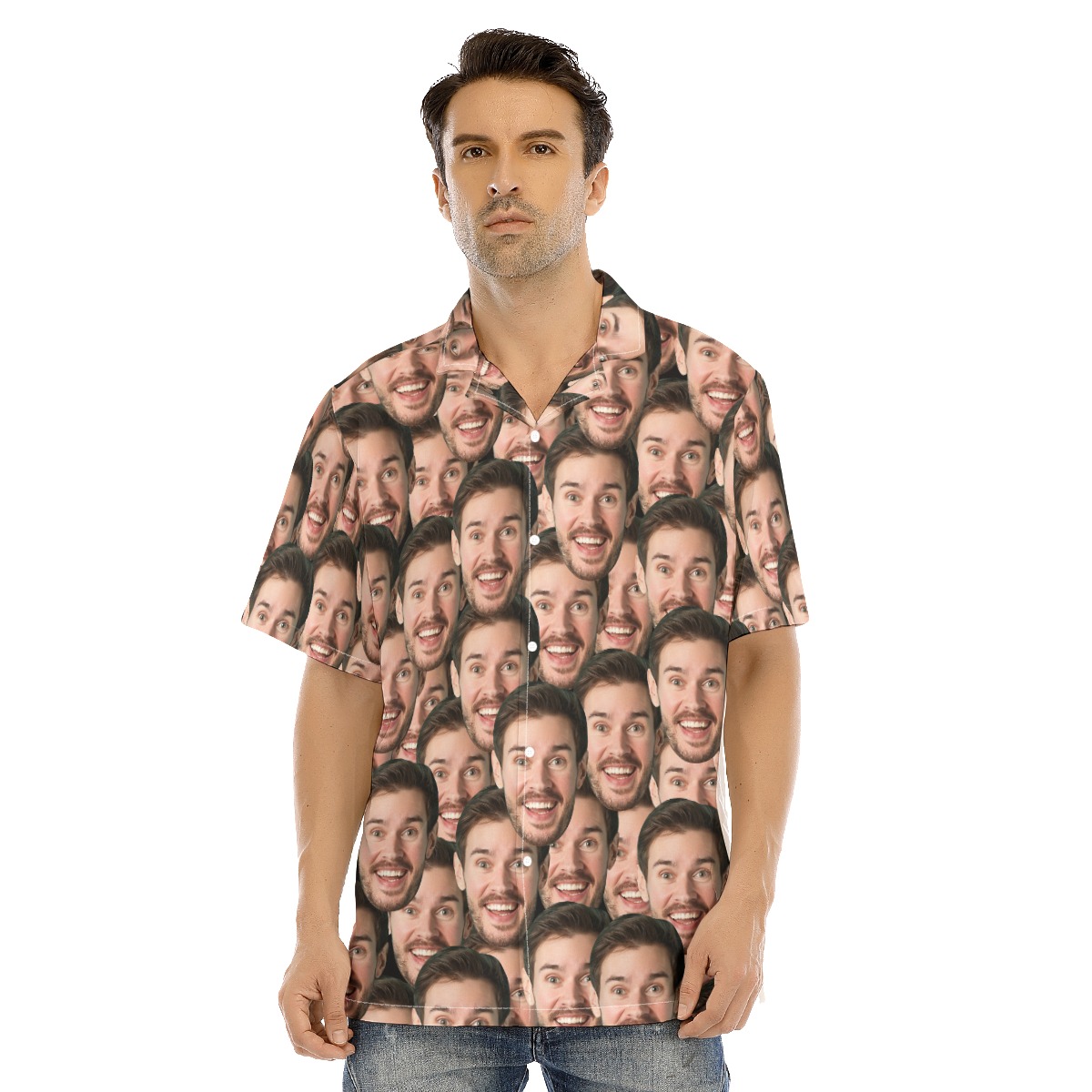 Custom Face All Over Print Button Up Shirt for Men - variant image 1
