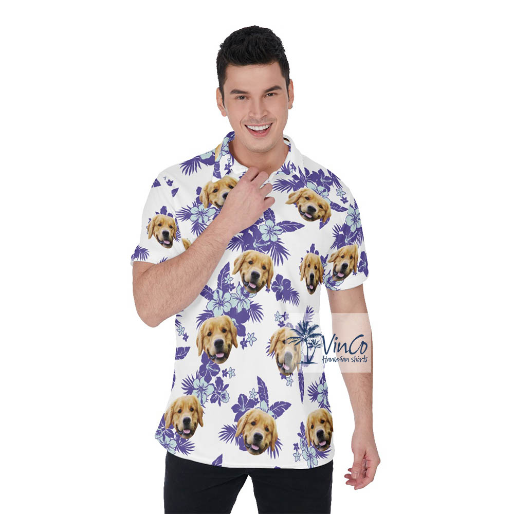 Pet Face Hawaiian Polo Shirt For Men - variant image 1