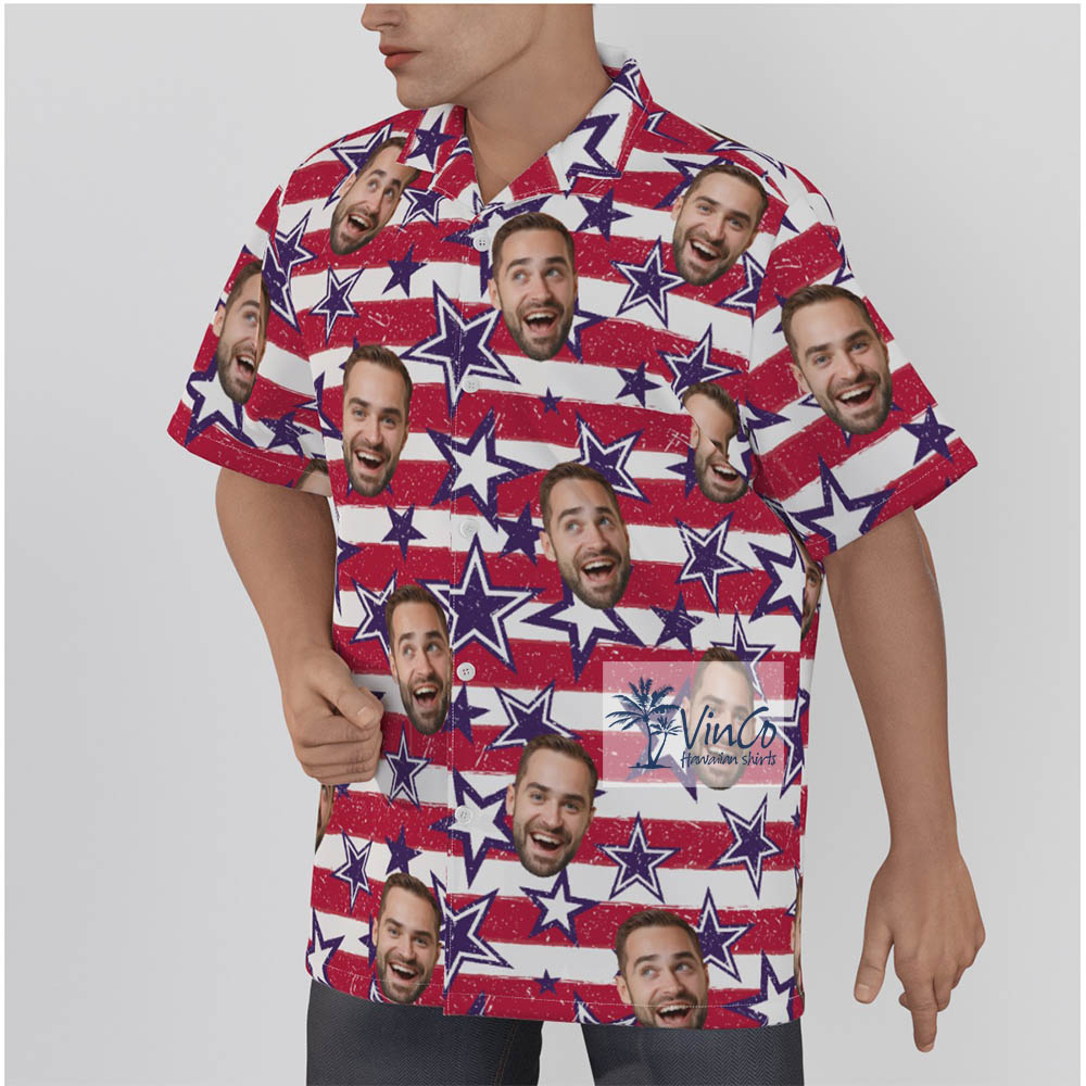 American Custom Multiple Faces Button Up Shirt For 4th Of July Celebration