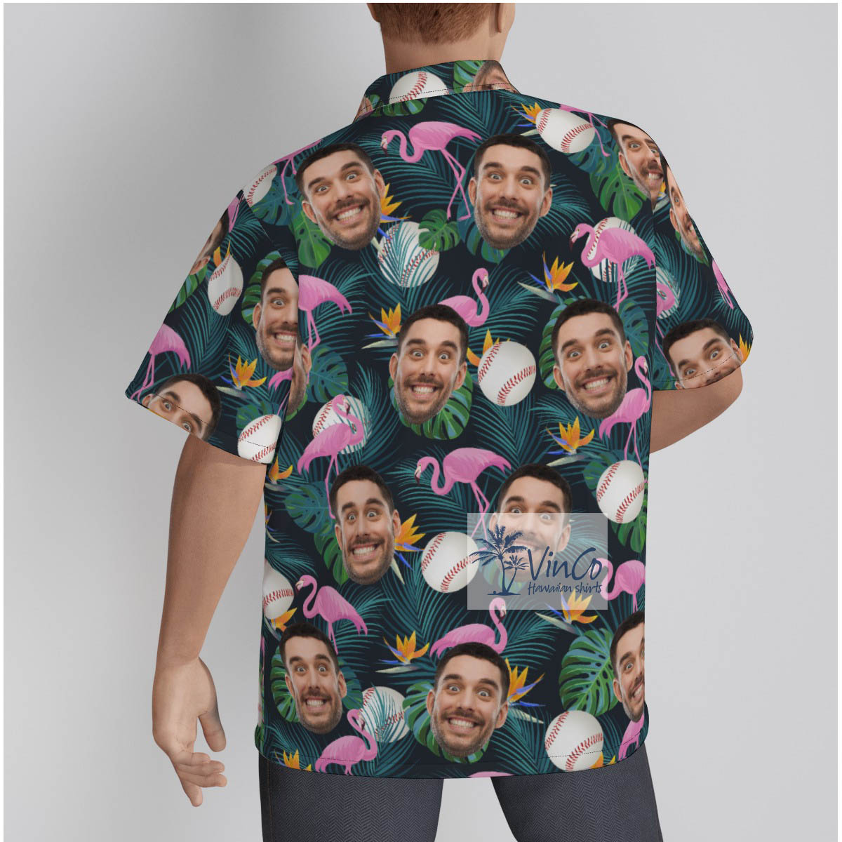 Custom Flamingo Baseball Hawaiian Shirt With Face