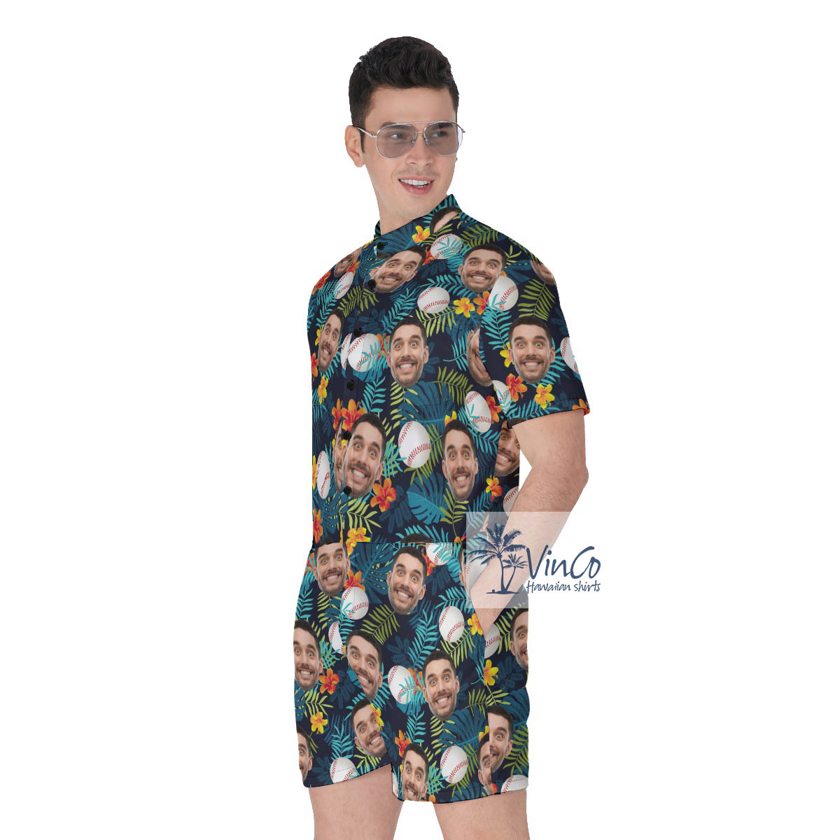 Funny Custom Tropical Baseball Hawaiian Romper For Men