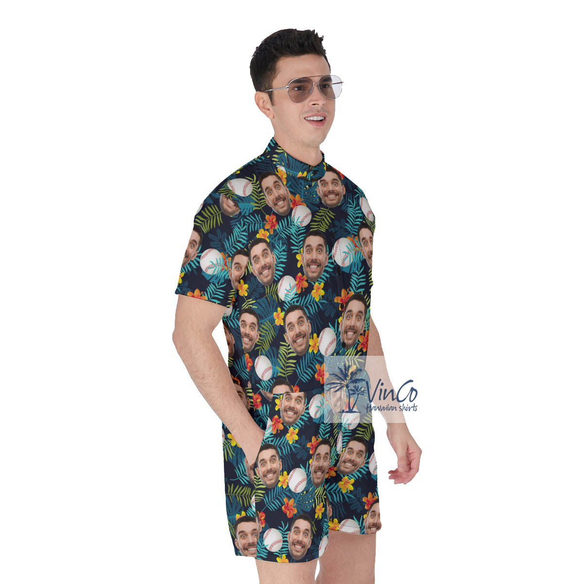 Funny Custom Tropical Baseball Hawaiian Romper For Men