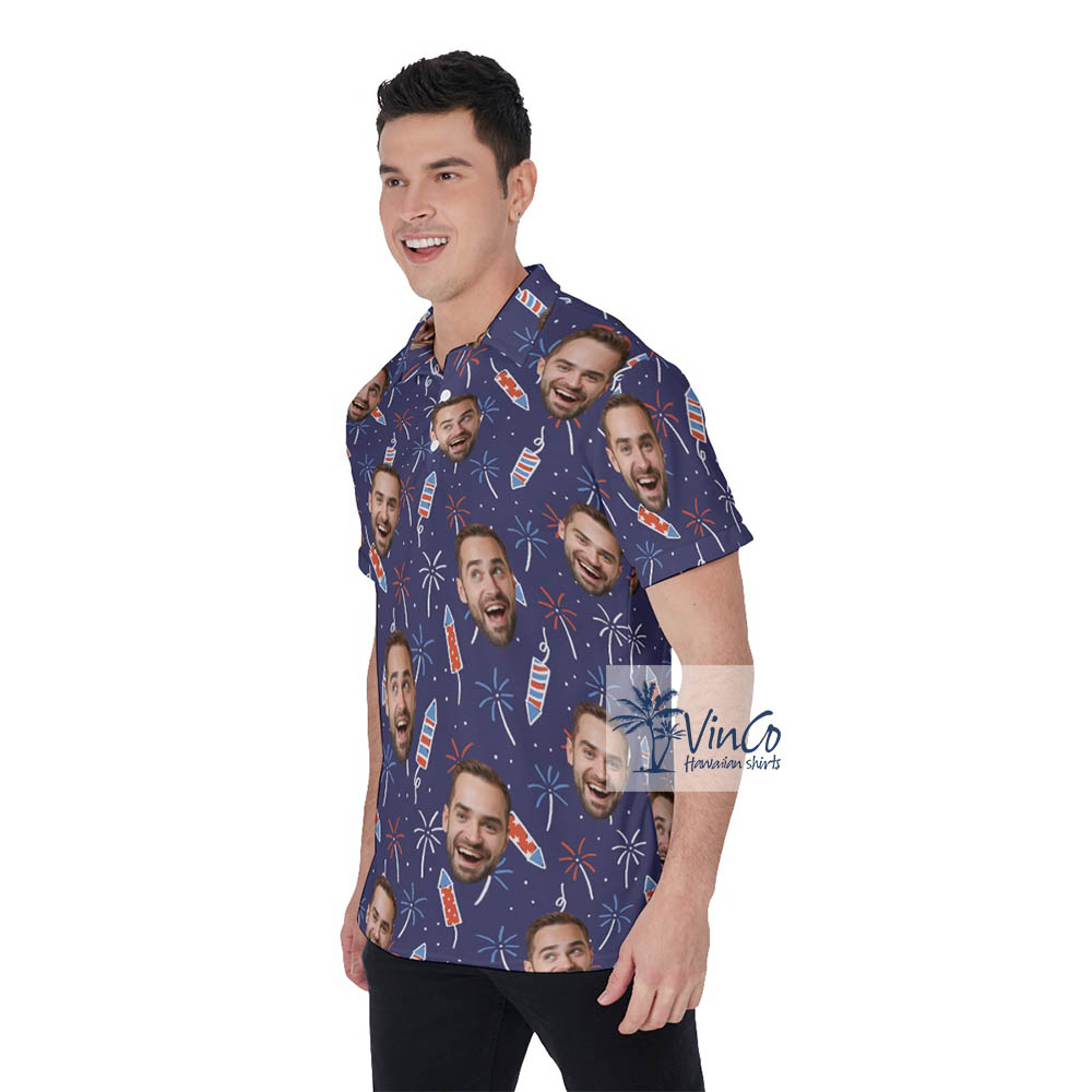 Personalized Faces 4th Of July Men's Hawaiian Shirt
