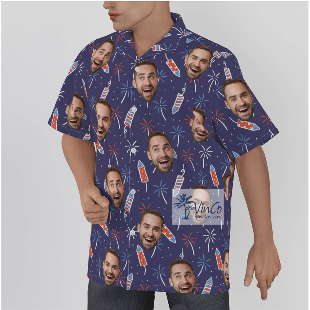 Custom Face 4th Of July Hawaiian Shirt For Independence Day Patriotic Theme