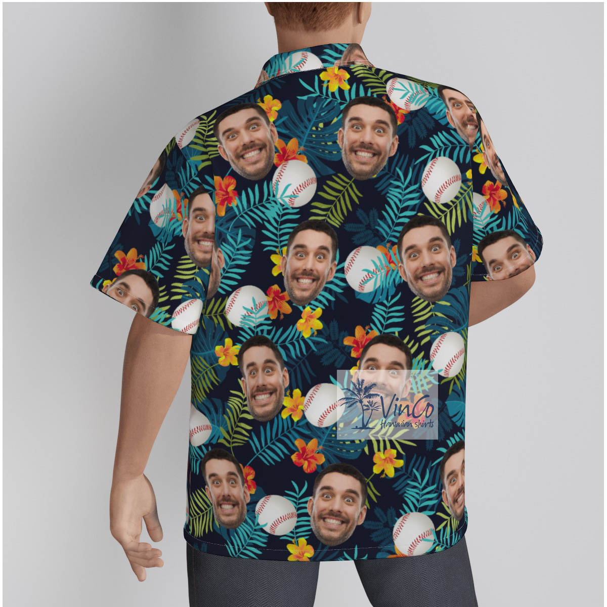 Funny Custom Face Baseball Tropical Hawaiian Shirt
