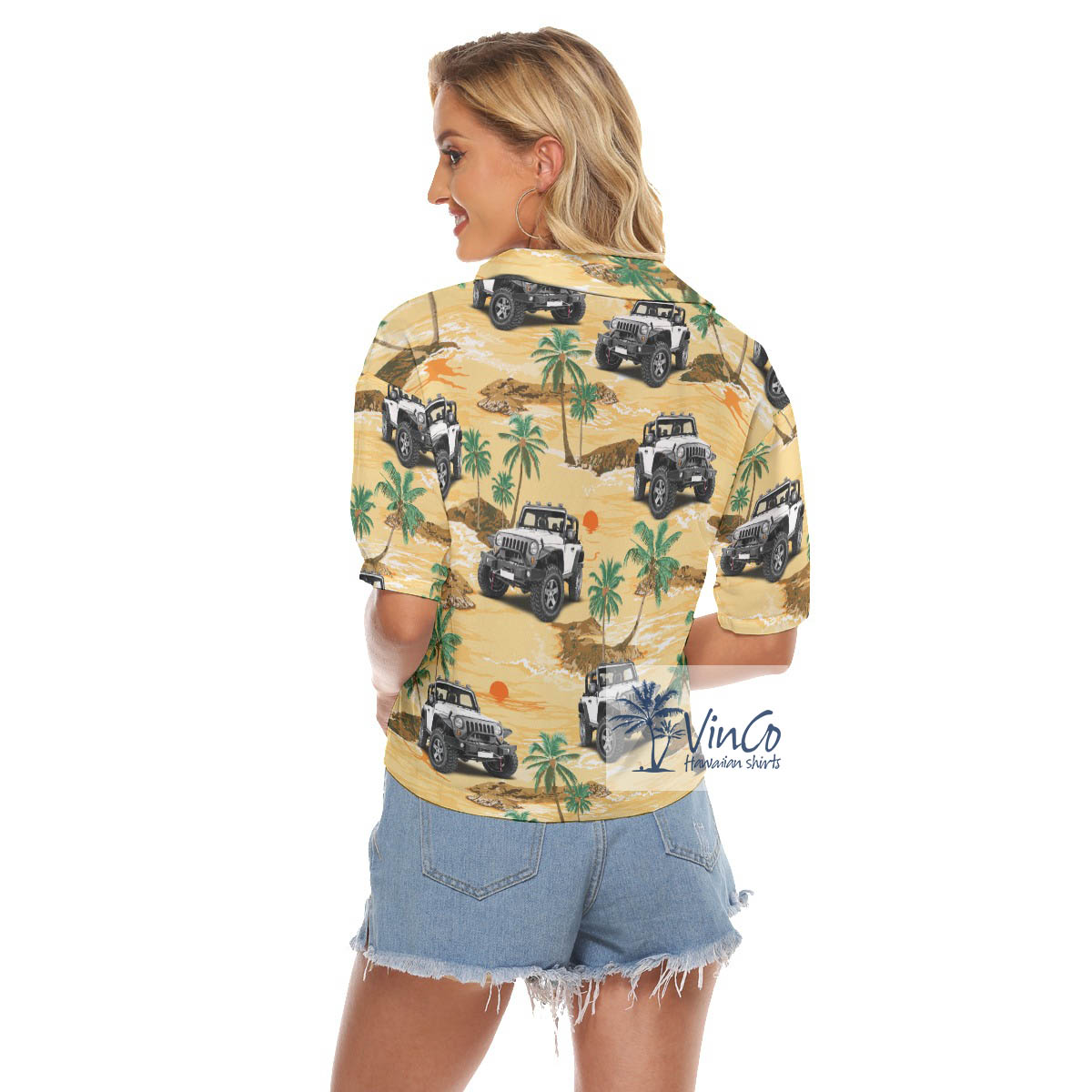 Custom Tropical Hawaiian Cropped Shirt With Car