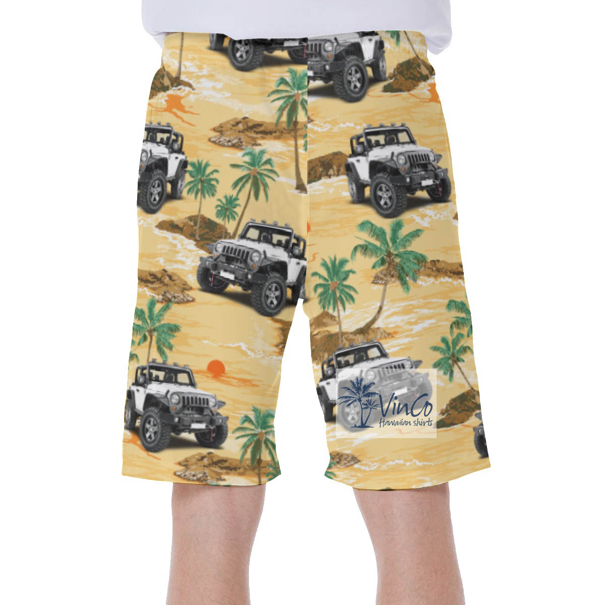 Customize Hawaiian Swim Trunks With Car Image