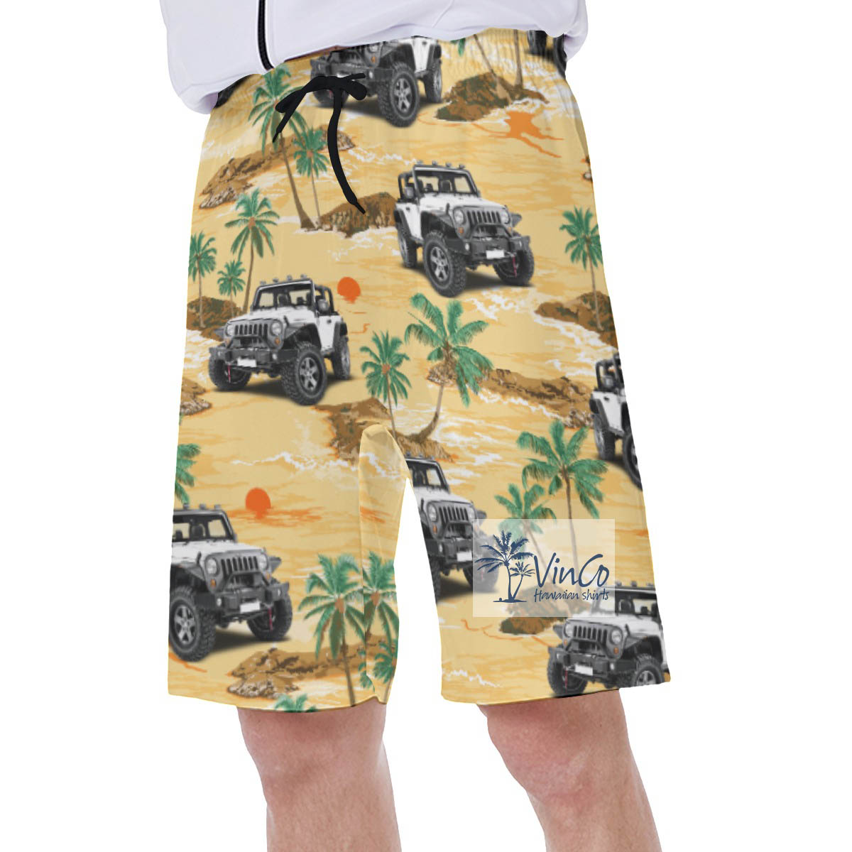 Customize Hawaiian Swim Trunks With Car Image