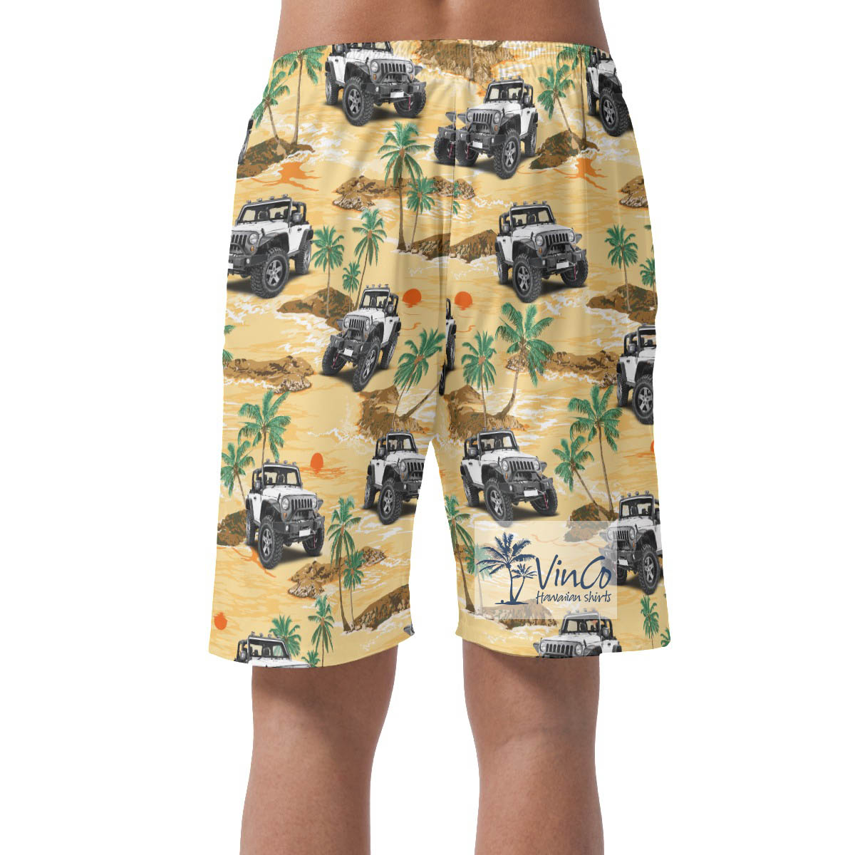 Custom Car Photo Hawaiian Beach Shorts For Men