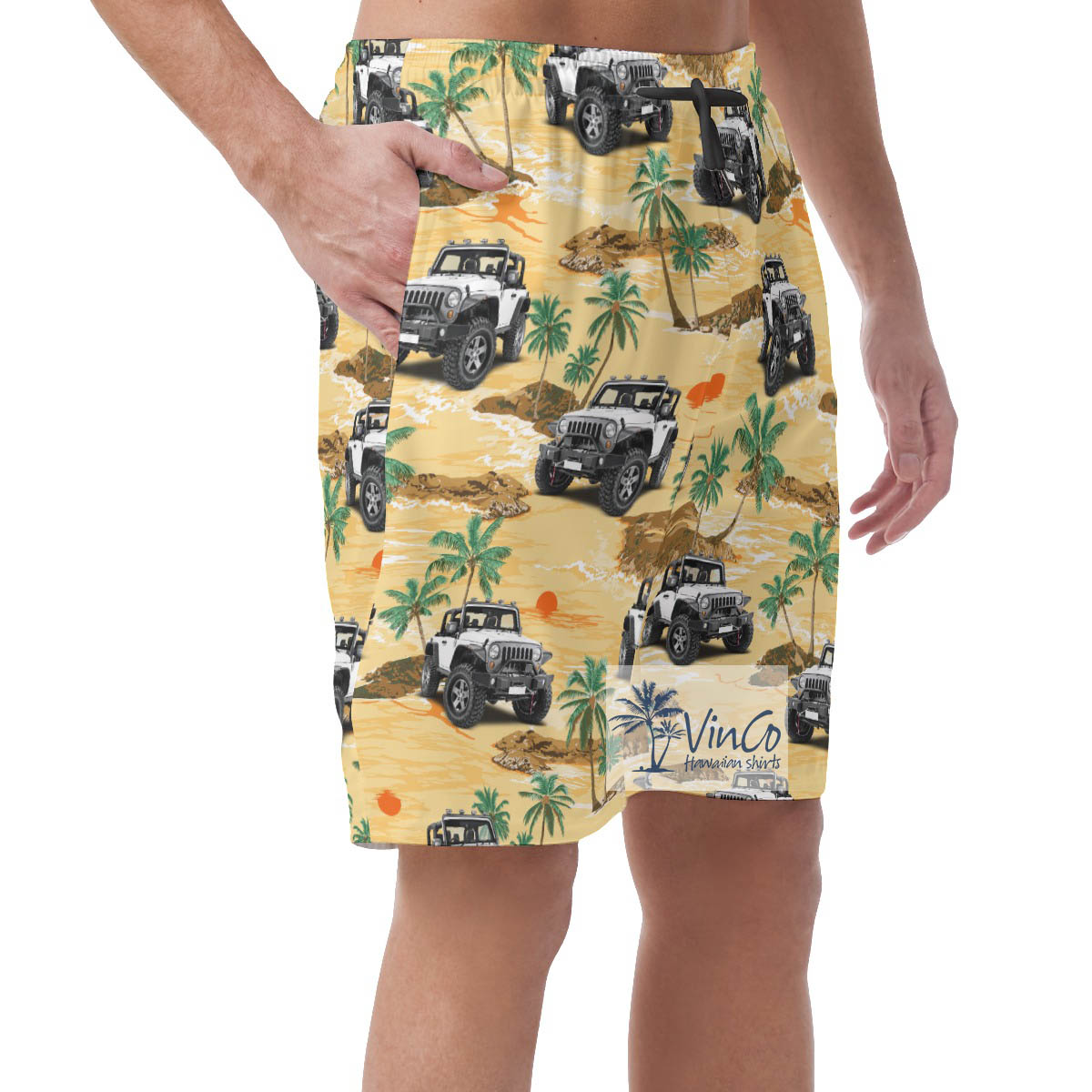 Custom Car Photo Hawaiian Beach Shorts For Men