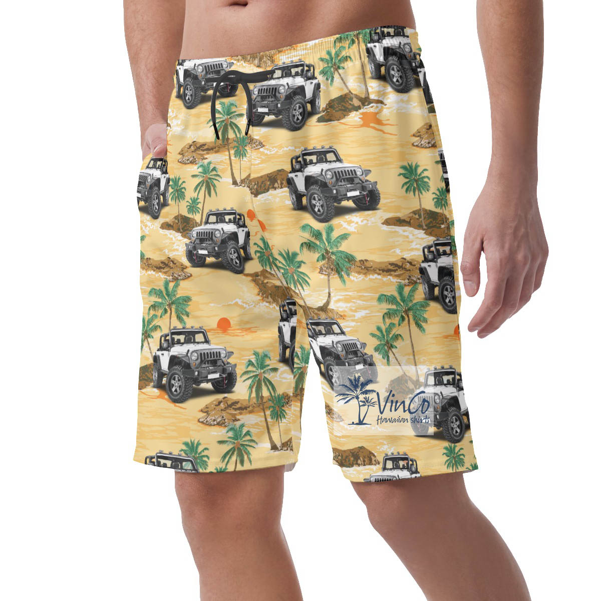 Custom Car Photo Hawaiian Beach Shorts For Men