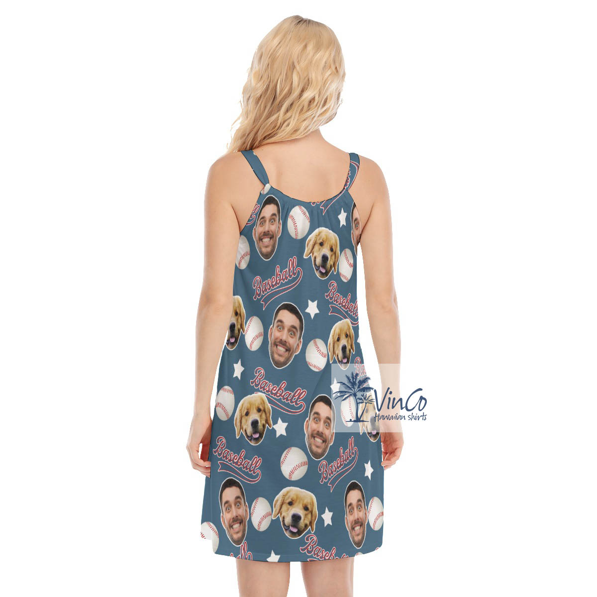 Funny Baseball Custom Face Hawaiian Cami Dress