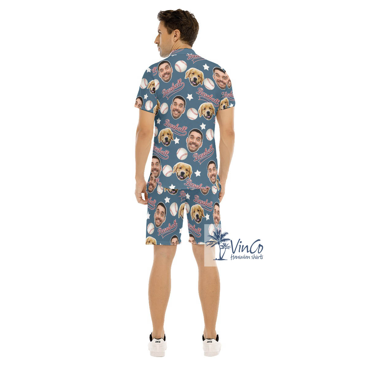 Baseball Custom Face Hawaiian Shirt And Matching Shorts For Men