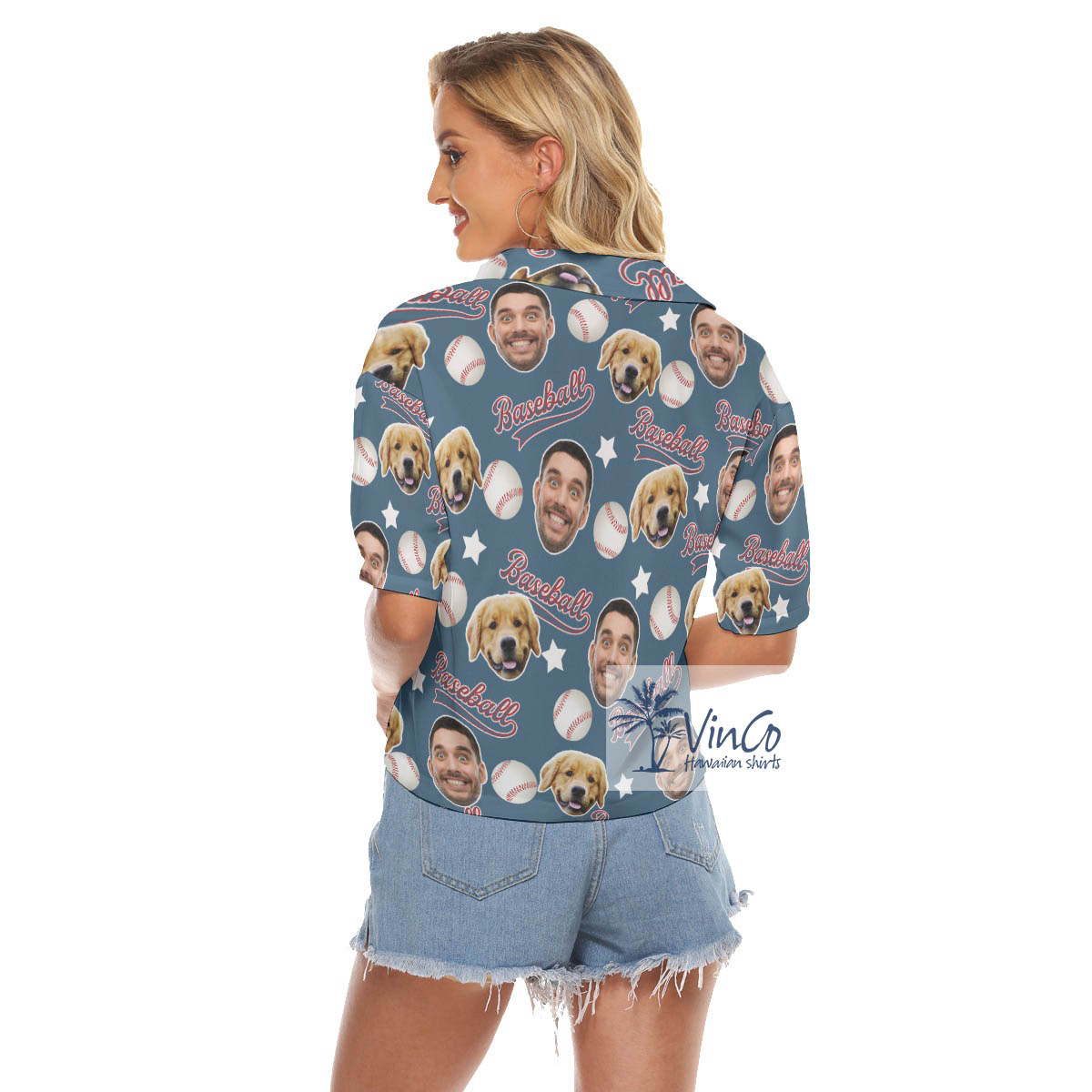 Funny Custom Baseball Hawaiian Cropped Shirt With Face