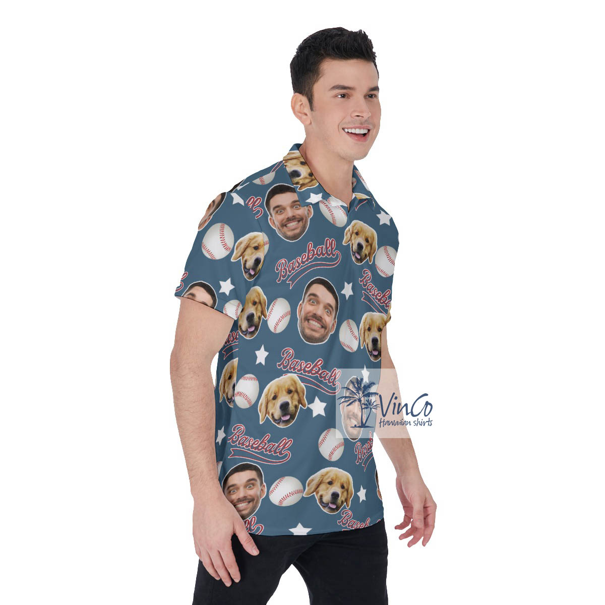 Custom Baseball Hawaiian Polo Shirt With Multiple Faces