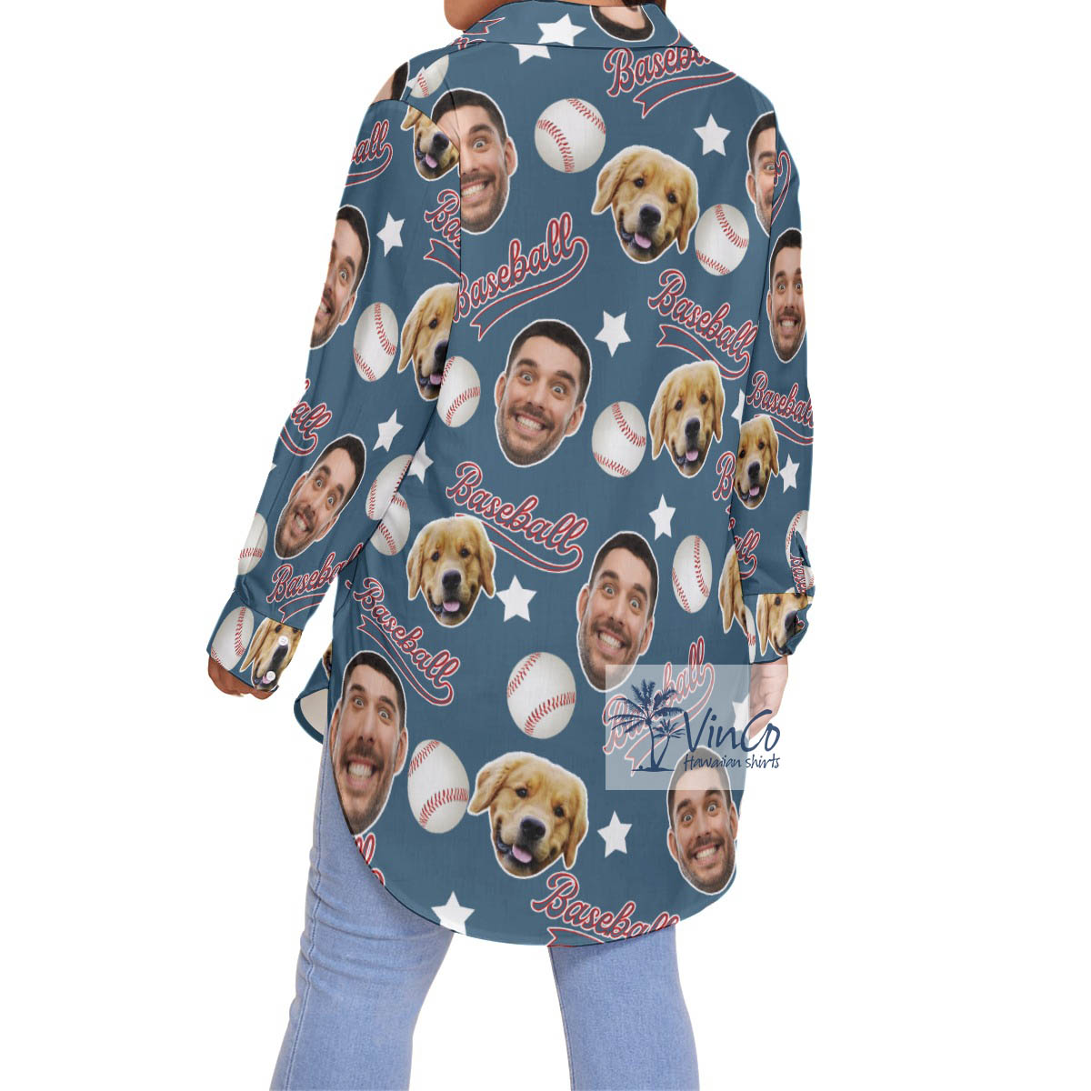 Custom Face Baseball Women's Aloha Blouse Shirt
