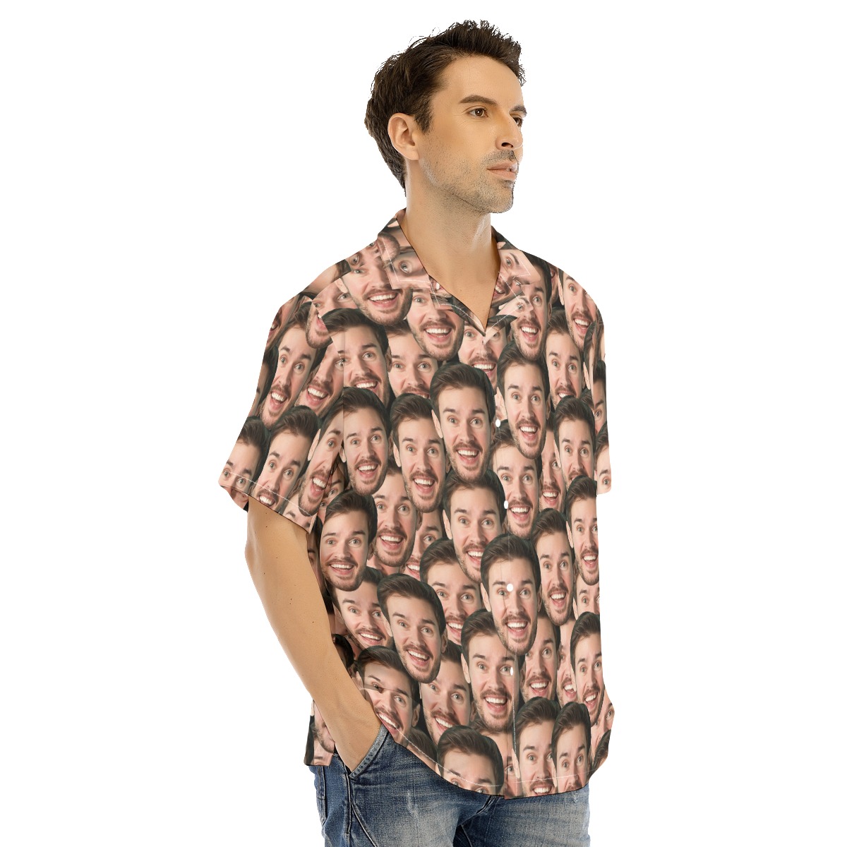 Custom Face All Over Print Button Up Shirt for Men