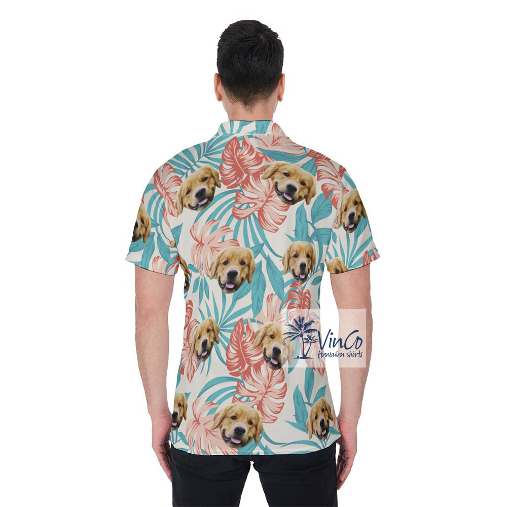 Floral Custom Pet Face Aloha Polo Golf Shirt For Men