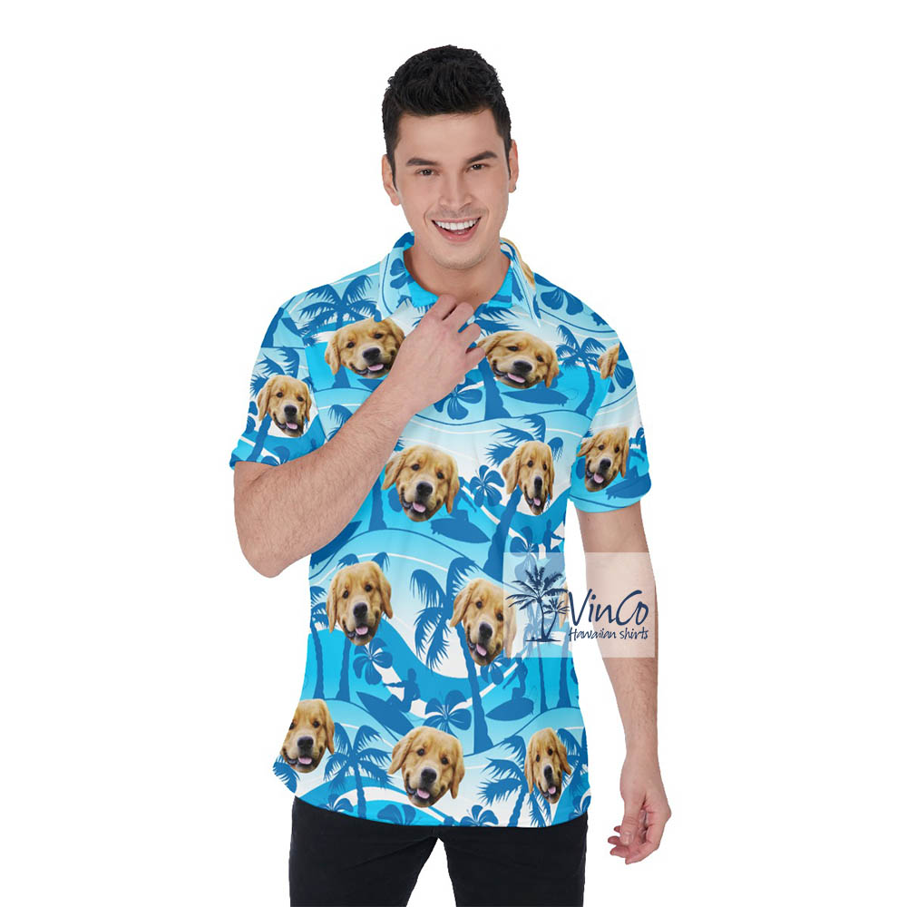 Floral Hawaiian Polo Shirt With Your Face - variant image 1