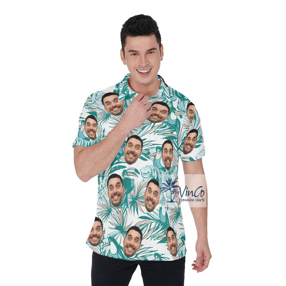 Personalized Faces Hawaiian Polo Shirt For Men - variant image 1