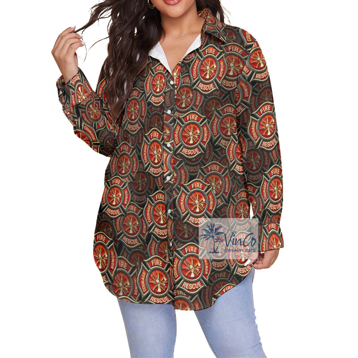 Cool Firefighter Fire Hero Courage Blouse Hawaiian Shirt - variant image 1