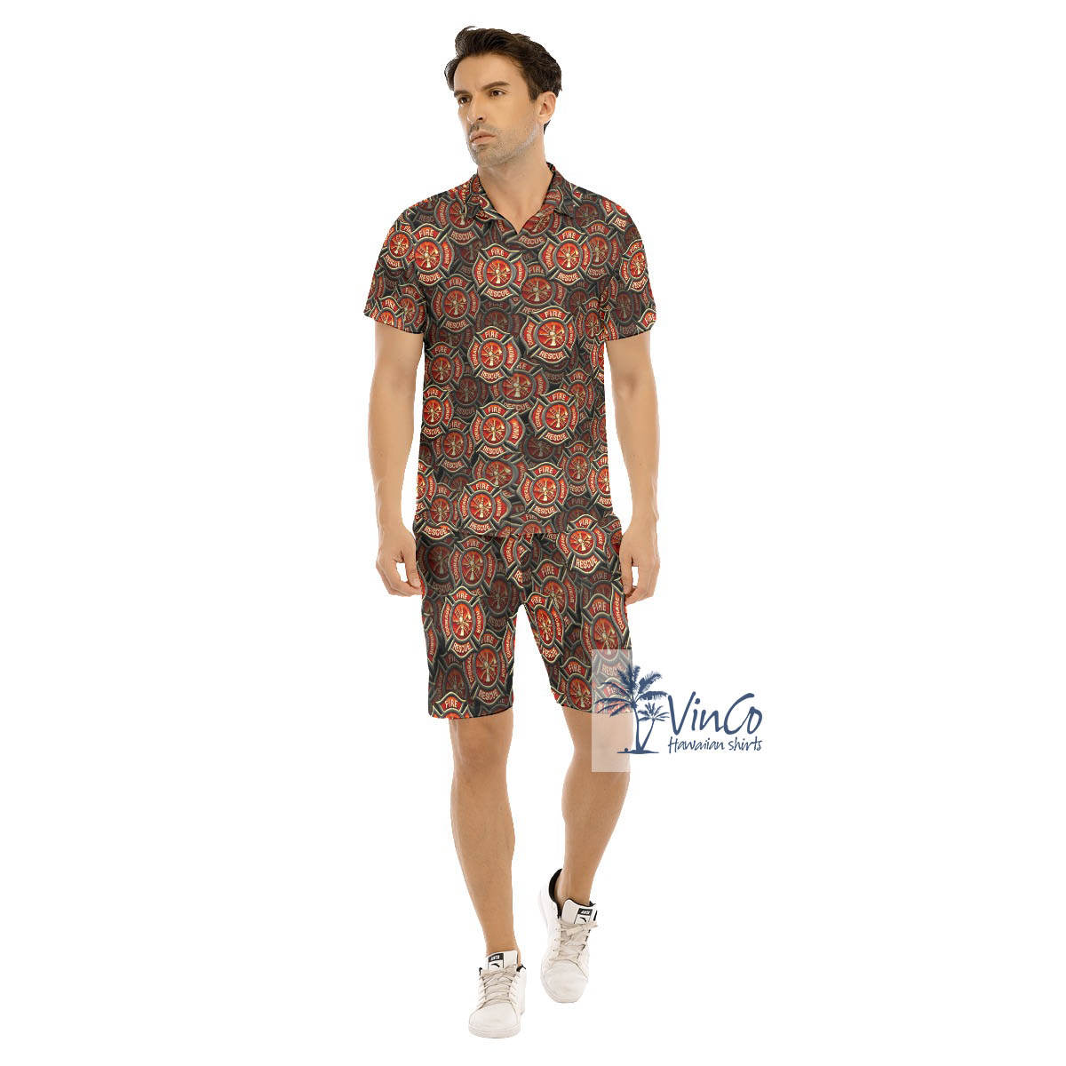 Set Firefighter Fire Honor Courage Hawaiian Shirt And Matching Shorts - variant image 1