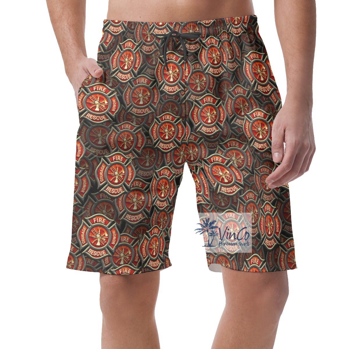 Cool Firefighter Courage Rescue Honor Hawaiian Beach Shorts For Men - variant image 1
