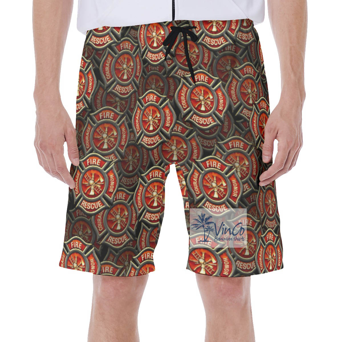 Honor Rescue Courage Firefighter Hawaiian Swimwear For Men - variant image 1