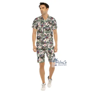Army American Eagle Gun Camo Hibiscus Hawaiian Shirt And Shorts For Men