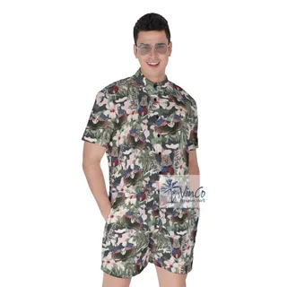 Cool American Eagle Gun Tactical Men's Hawaiian Romper