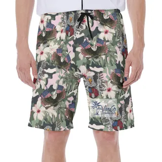Cool American Eagle Gun Floral Army Hawaiian Swimwear For Men