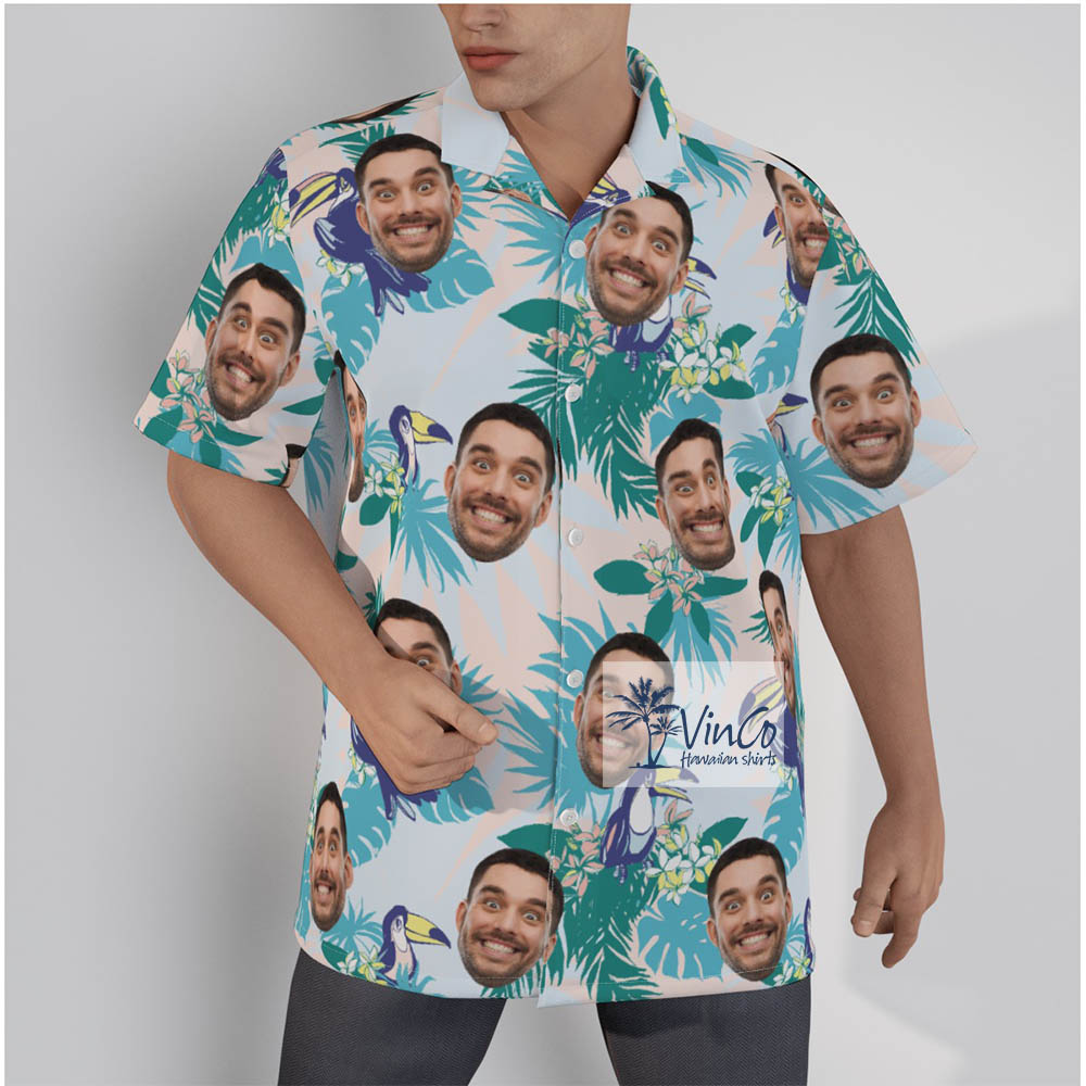 Tropical Parrots Custom Hawaiian Shirt Face - variant image 1