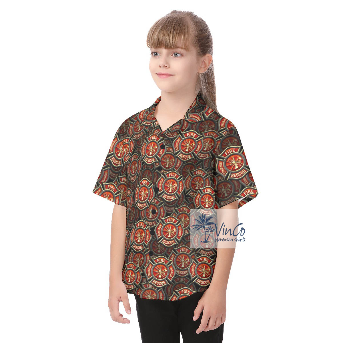 Cute Firefighter Fire Hero Courage Hawaiian Shirt For Kids