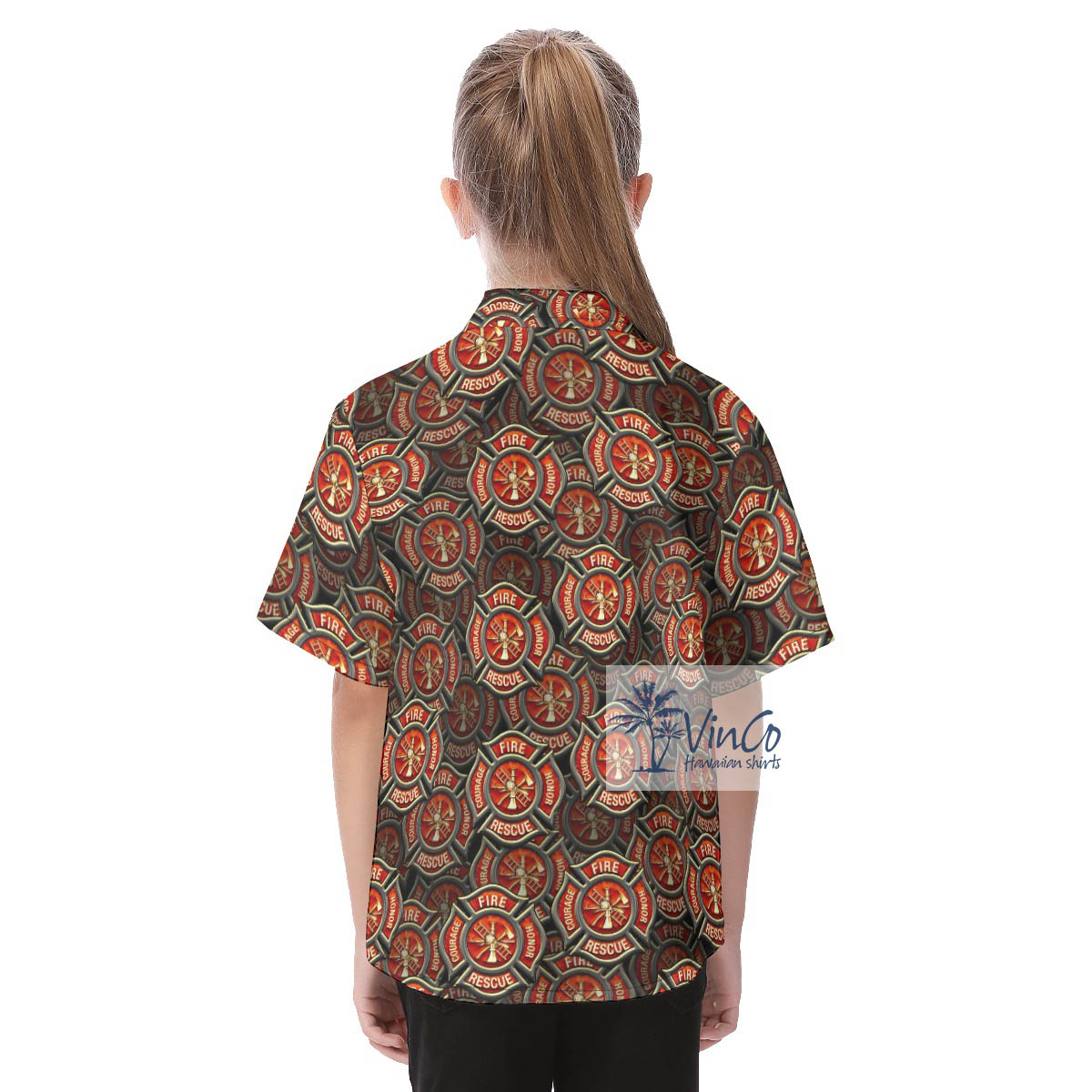 Cute Firefighter Fire Hero Courage Hawaiian Shirt For Kids