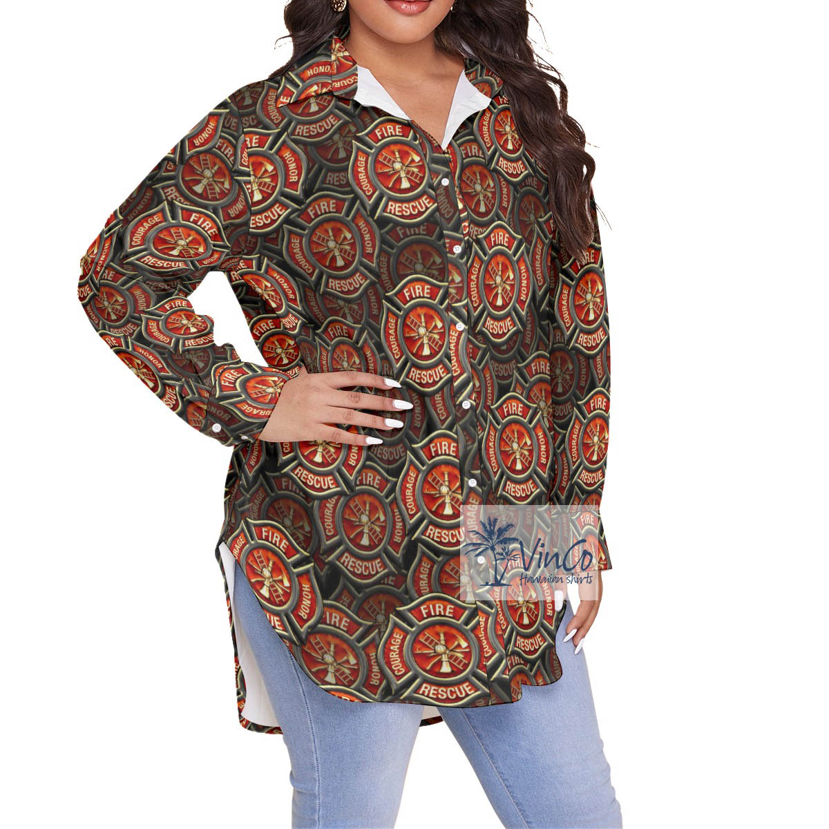 Cool Firefighter Fire Hero Courage Blouse Hawaiian Shirt