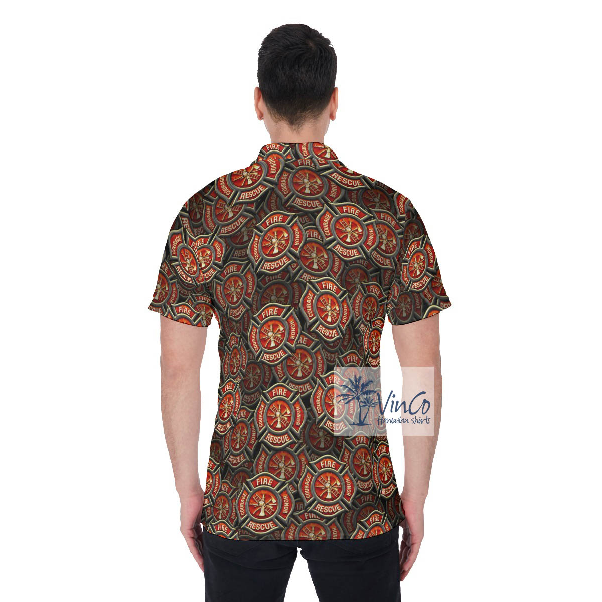 Cool Honor Courage Fire Firefighter Hawaiian Polo Shirt
