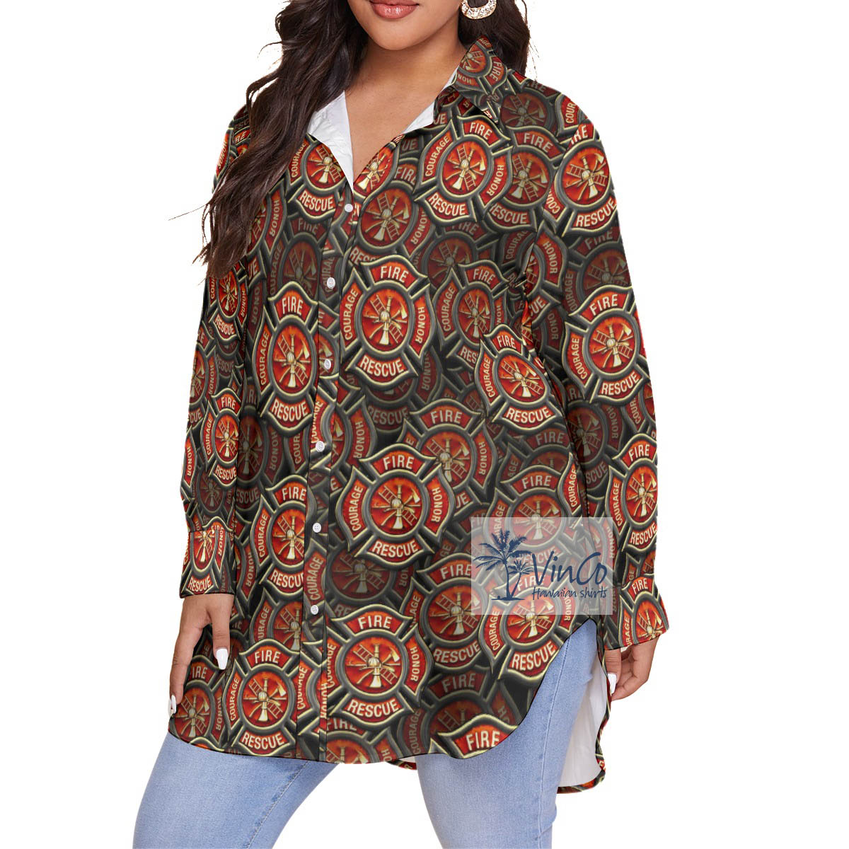 Cool Firefighter Fire Hero Courage Blouse Hawaiian Shirt