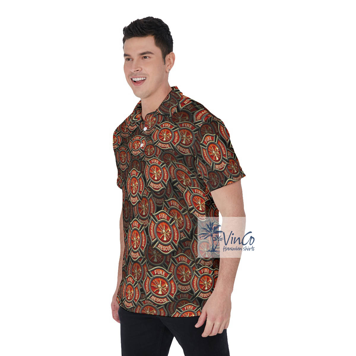 Cool Honor Courage Fire Firefighter Hawaiian Polo Shirt