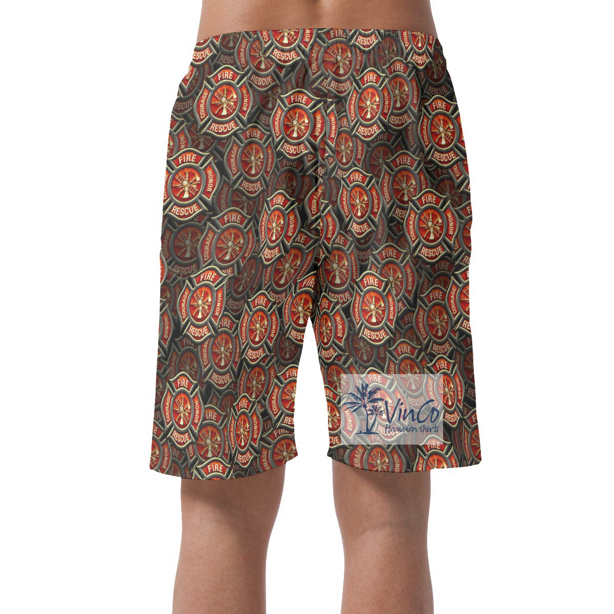 Cool Firefighter Courage Rescue Honor Hawaiian Beach Shorts For Men