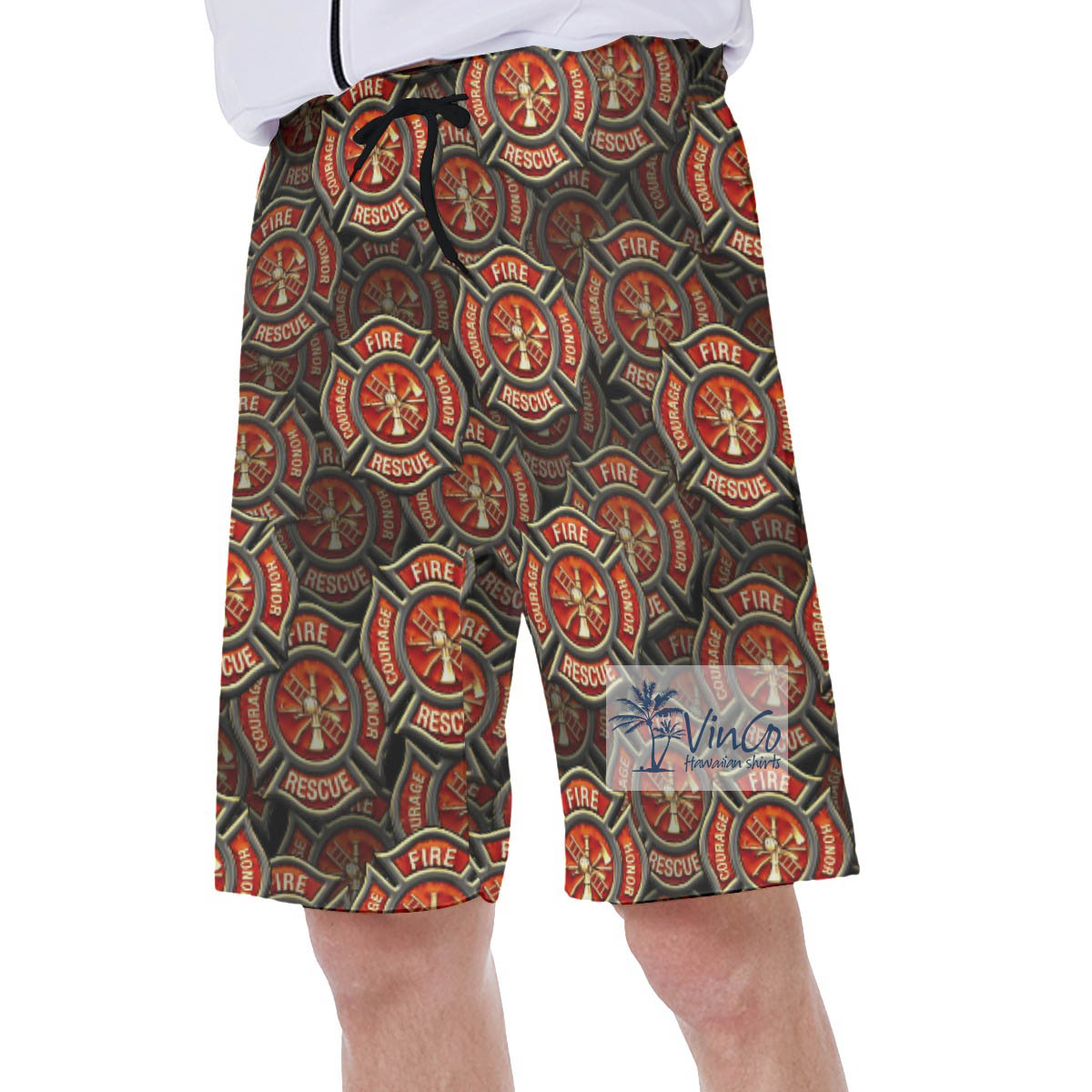 Honor Rescue Courage Firefighter Hawaiian Swimwear For Men