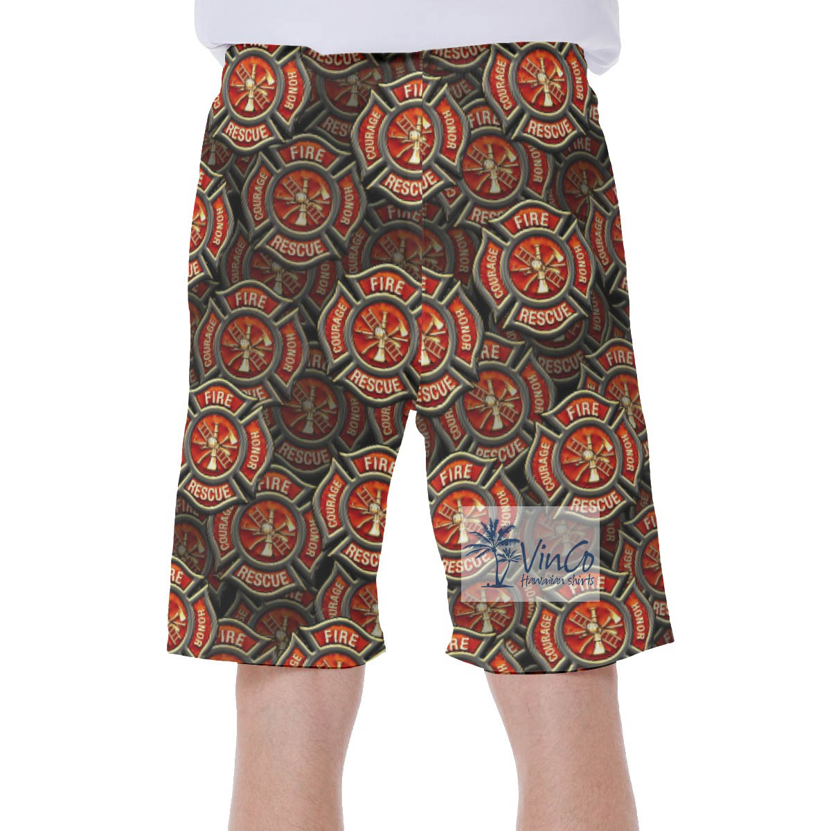Honor Rescue Courage Firefighter Hawaiian Swimwear For Men
