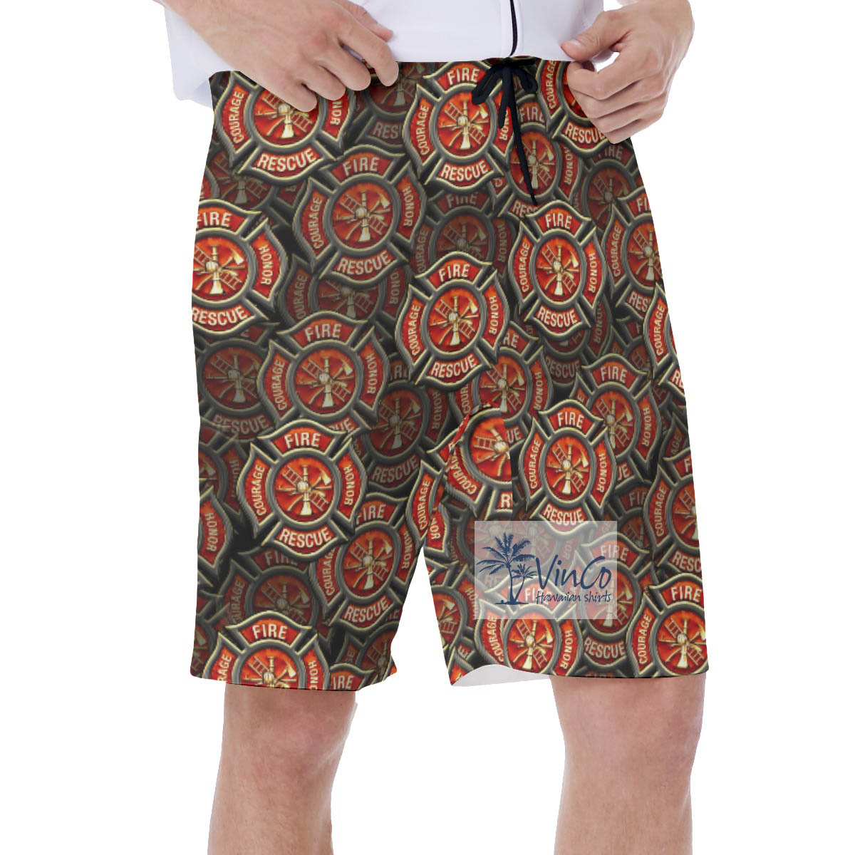 Honor Rescue Courage Firefighter Hawaiian Swimwear For Men