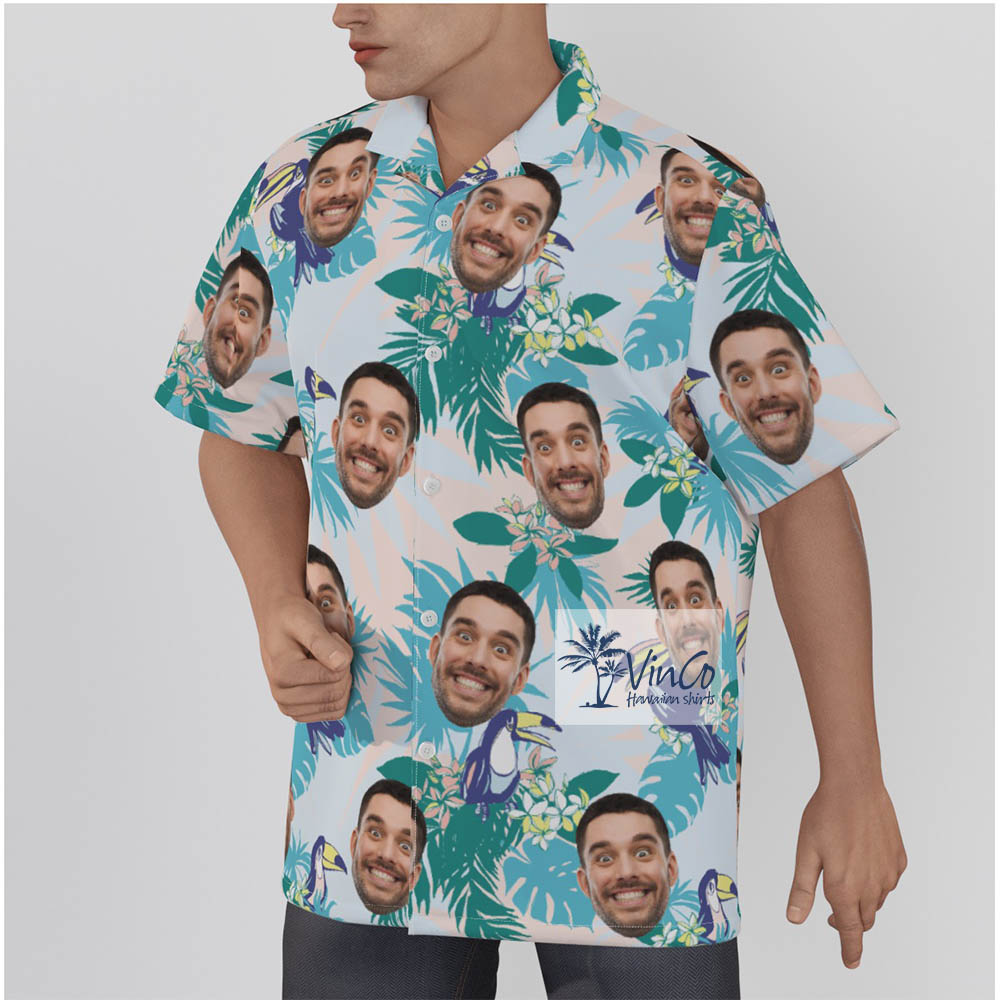Tropical Parrots Custom Hawaiian Shirt Face