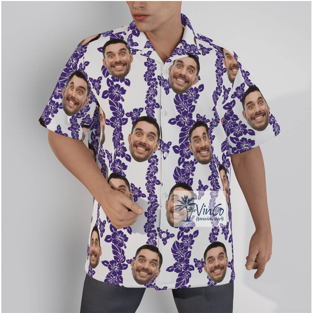 Purple Flowers Custom Hawaiian Shirt For Men - variant image 1