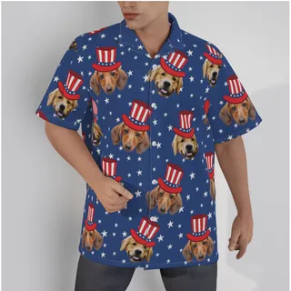 Custom Multiple Pet Face 4th Of July Party Hawaiian Shirt For Men