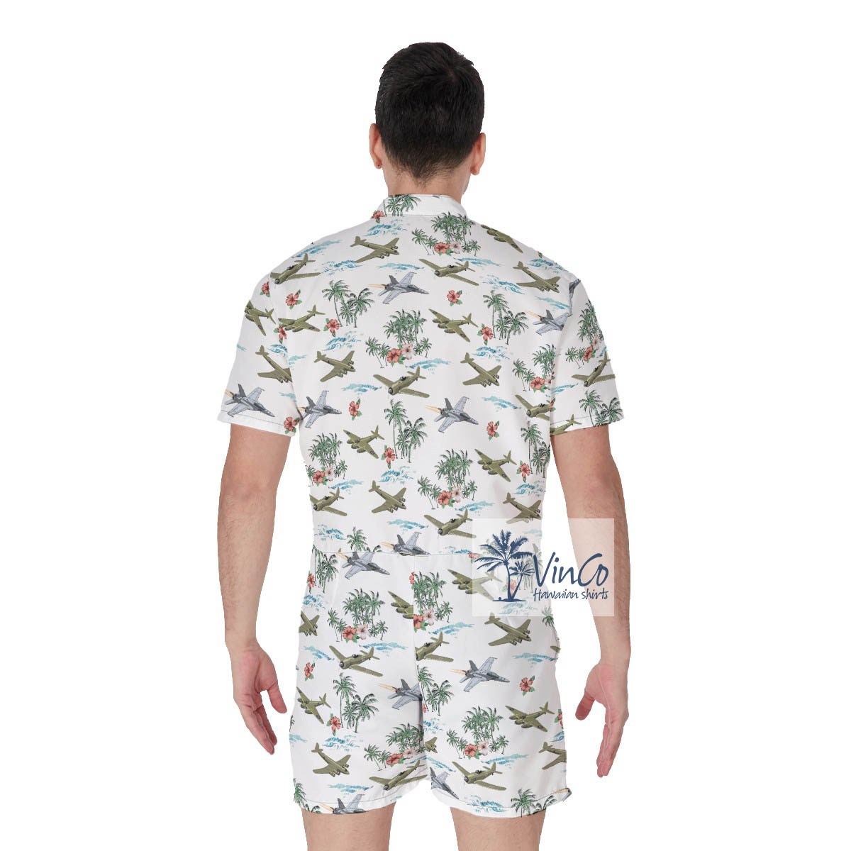 Cool Bomber Planes Palm Tree Hawaiian Romper