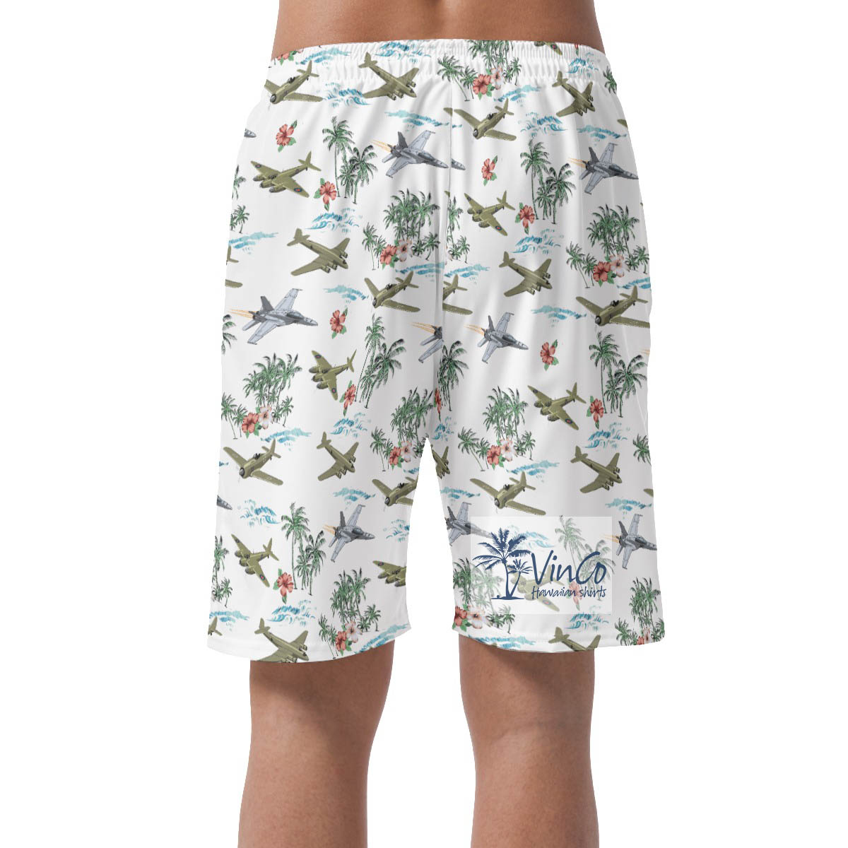 Cool Tropical Bomber Planes Hawaiian Beach Shorts For Men